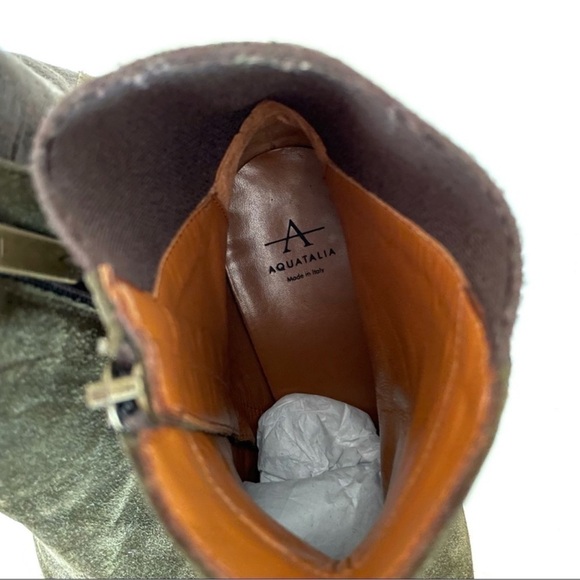 Aquatalia Suede Stacked Heel Ankle Boots / Booties - Picture 10 of 11